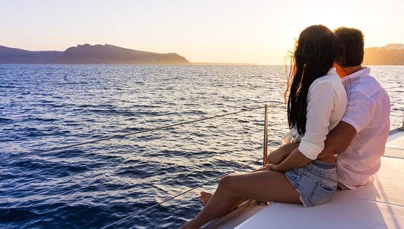 Young couple on a Romaantic Yacht Charter